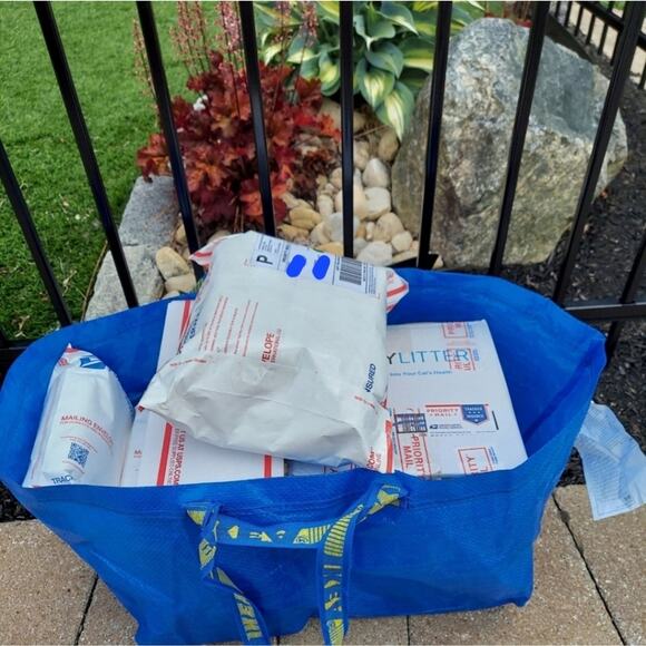 IKEA FRAKTA Five (5) Large Blue Reusable Shopping Laundry Tote Sturdy Bag NWT - Picture 2 of 8